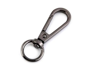 Metall Karabiner mit 12mm Fädelloch Nickel Schwarz